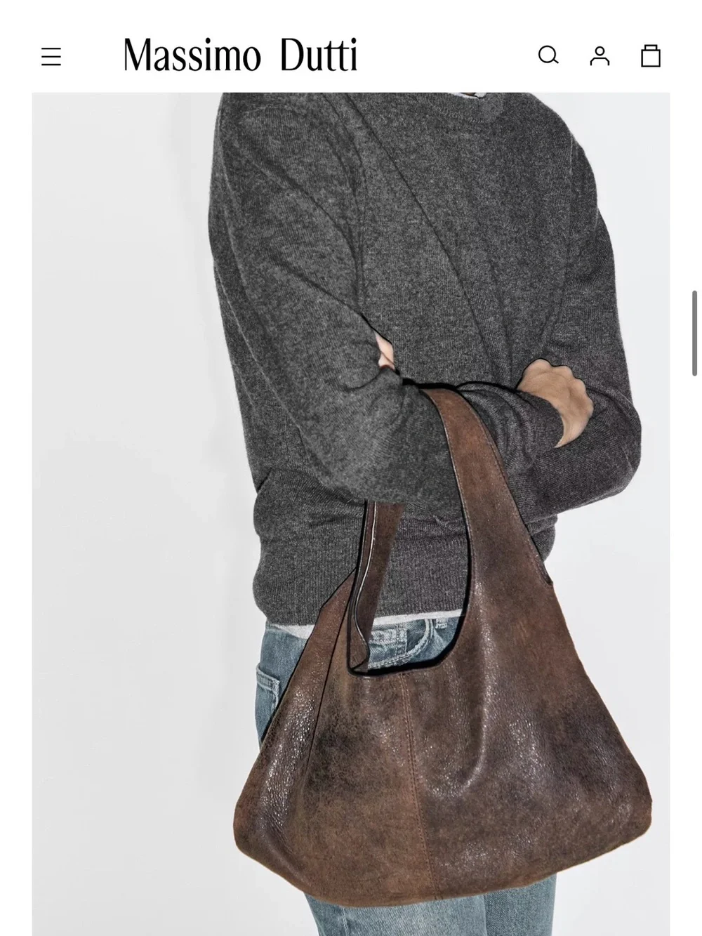 Massimo Dutti Nappa Leather Hobo Bag - Picture 3 of 6